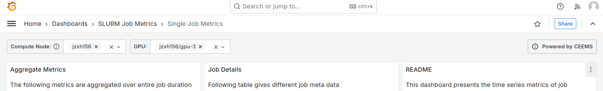 Overview of a job on CEEMS