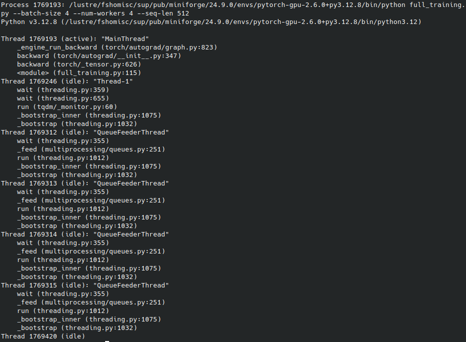 The output of the py-spy dump command